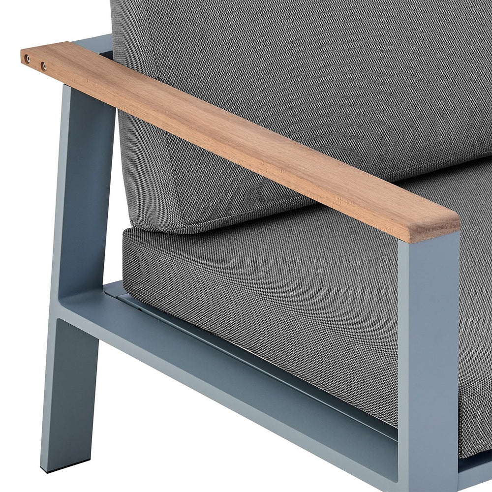 English Elm Ivano Modern 4-Piece Outdoor Patio Set Gray with Teak Accents, Water-Resistant Olefin Cushions B2736P354362