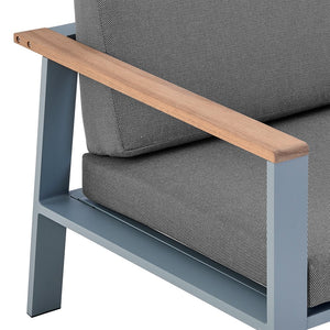 English Elm Ivano Modern 4-Piece Outdoor Patio Set Gray with Teak Accents, Water-Resistant Olefin Cushions B2736P354362