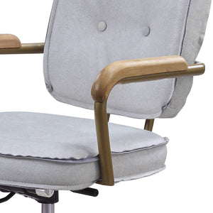 English Elm Siecross Vintage White Top Grain Leather Office Chair with 360° Swivel, Plush 3" Cushion, Casters B2726P255341