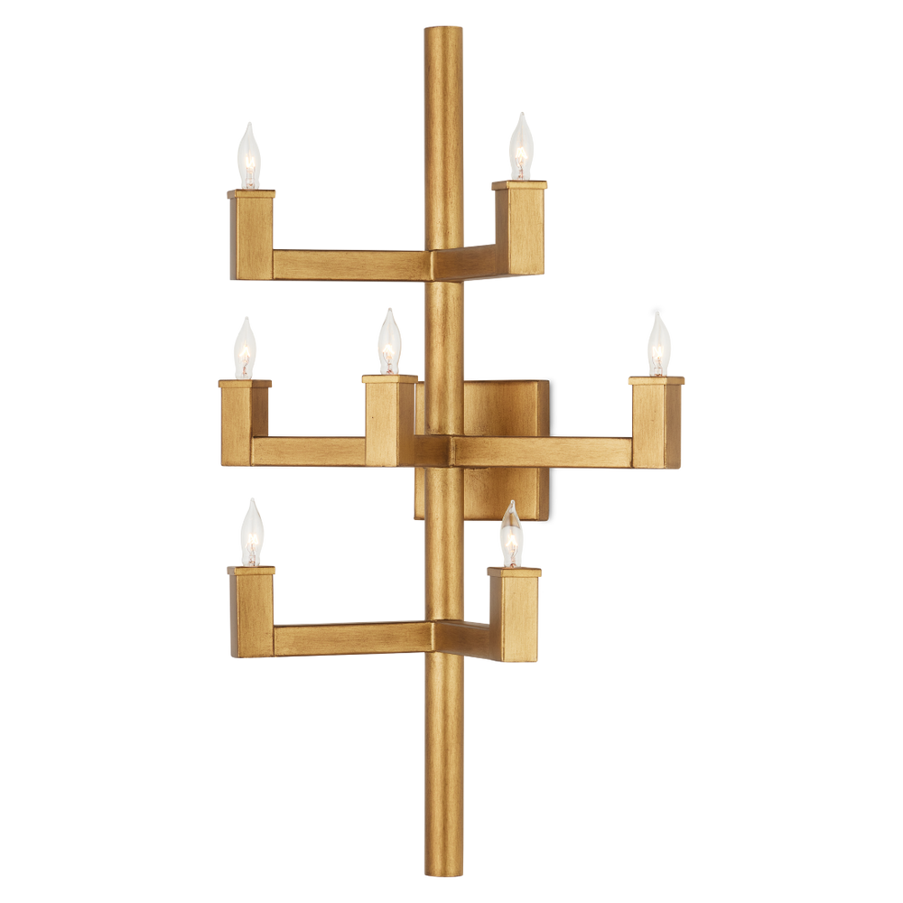 Andre Brass Wall Sconce - Modern Wrought Iron Design with Minimalist Candle Arms for Chic Elegance