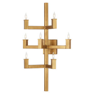 Andre Brass Wall Sconce - Modern Wrought Iron Design with Minimalist Candle Arms for Chic Elegance