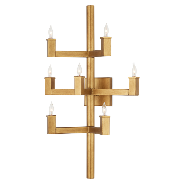 Andre Brass Wall Sconce - Modern Wrought Iron Design with Minimalist Candle Arms for Chic Elegance