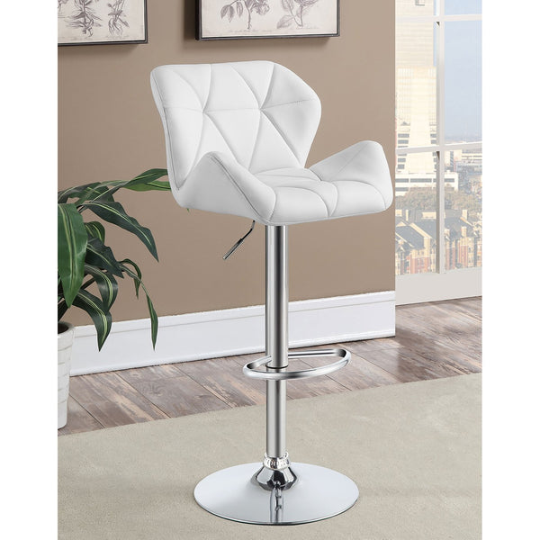 English Elm Kerwin Tufted White Upholstered Adjustable Bar Stool Set of 2 — Swivel, Chrome Pedestal, Height Lever B062P374131