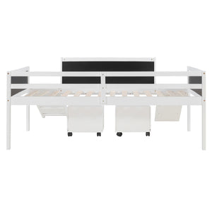 English Elm Twin Kids Loft Bed Solid Pine Frame with Slide Chalkboard and Climbing Rope Play Zone White N708P340493K