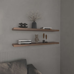 English Elm Floating Shelves - Stylish Walnut Design, 2-Tiered Storage Solution For Modern Home Decor & Organization B097P250908