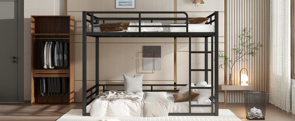 English Elm Metal Full Xl Bunk Bed Frame - Heavy-Duty, Noise-Reduced Design For Kids, Teens & Adults, Black Finish W1580S00159