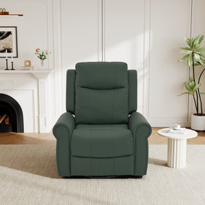 English Elm Manual Swivel Rocker Recliner Pu Leather Chair with Massage Heating and Pocket Spring Support Green N763P363558F