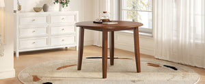 English Elm Extendable Round Dining Table Folding Mdf Top Rubberwood Legs Small Space Apartment Brown N752P405933D