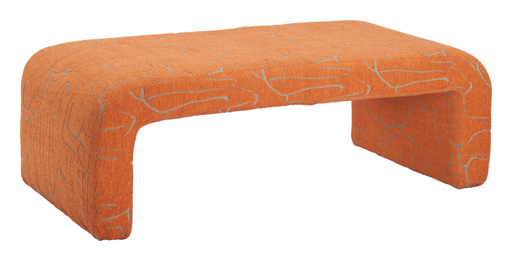 Zuo Modern Nendo Bench - Stylish Abstract Orange Design, Durable 100% Polyester Fabric & Modern Hospitality Furniture Orange 100% Polyester,Rubberwood,Mdf 110702-zuo-modern