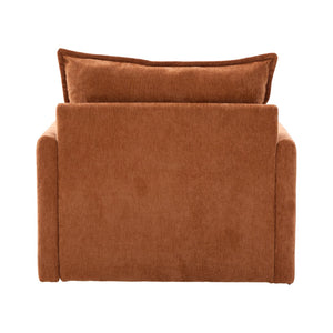 English Elm UNITED Swivel Barrel Chair with Chenille Upholstery, 360° Smooth Rotation, Padded Arm Comfort and Side Pockets for Living Room Relaxation Brown W1568P290084