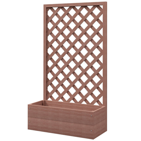 English Elm Outsunny Raised Garden Bed With Trellis Lattice - Freestanding Planter For Climbing Plants & Vines W2225P217234-GIGA
