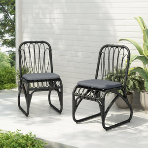 English Elm Christopher Knight Home® - Outdoor Hand-Woven PE Rattan Patio Dining Chairs Set of 2 with Iron Frame 400lb Capacity, No Assembly Required Black+ Gray N762P236169G
