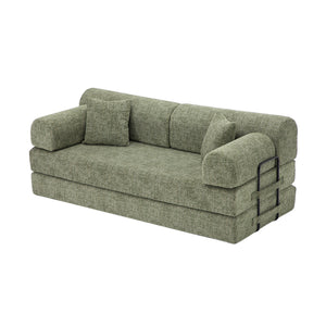 English Elm Convertible Bouclé Floor Sofa Bed Loveseat Daybed for Studio Living Room Green W5532P458419