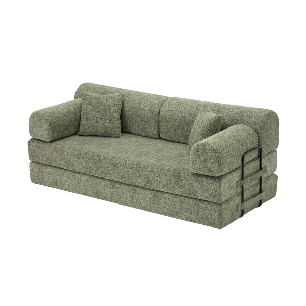 English Elm Convertible Bouclé Floor Sofa Bed Loveseat Daybed for Studio Living Room Green W5532P458419