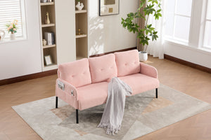 English Elm United We Win Corduroy Loveseat Plush Ergonomic Sofa with Spring Support Metal Legs Pink W1568P410044