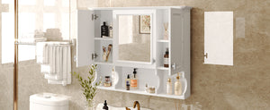 English Elm 35'' Modern Wall-Mounted Medicine Cabinet with Mirror, Hidden Storage and Open Shelves for Bath White N710P209443K