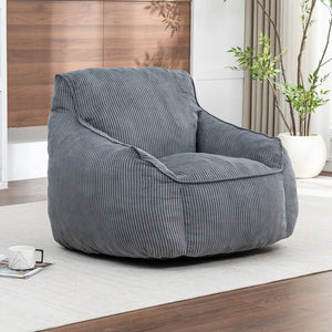English Elm Giant Corduroy Bean Bag Sofa with Armrests Foam Filled Cozy Adult Lounge Chair Dark Gray W2200P442800