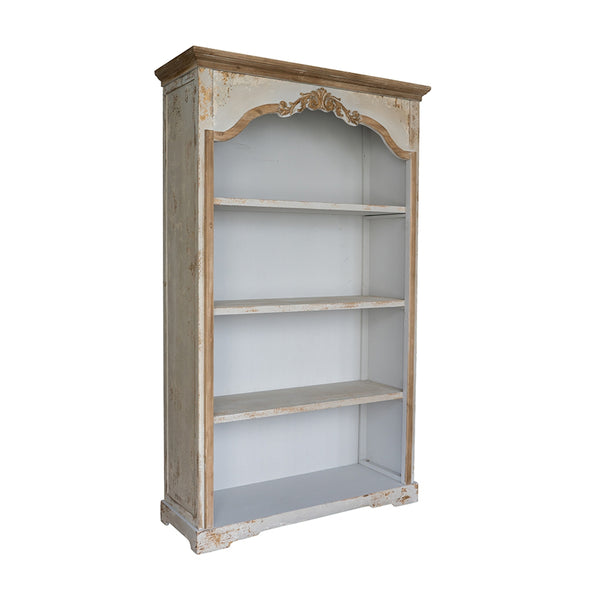 English Elm 47x16.5x75" Five Tier Fir Wood Bookcase Ornate Farmhouse Open Shelving Display Unit W2078P484435