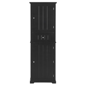 English Elm Tall Bathroom Storage Cabinet - Sleek Freestanding Organizer With Drawer & Adjustable Shelf, Black N725P206890B-GIGA