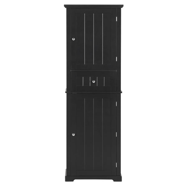 English Elm Tall Bathroom Storage Cabinet - Sleek Freestanding Organizer With Drawer & Adjustable Shelf, Black N725P206890B-GIGA