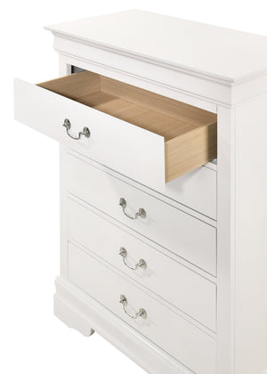 English Elm Louisphillipe Classic White Chest - Elegant Storage Solution With Curved Mouldings & Dovetail Drawers B078107858