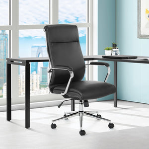 OSP Home Furnishings High Back Ergonomic Manager Chair with Antimicrobial Fabric Chrome Arms and Lumbar Support High Black 920350C-R107