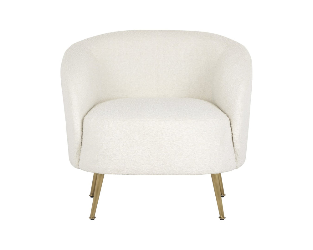 Sunpan CLEA Lounge Chair in Altro White Boucle - Sculptural Comfort with Gold Stainless Steel Legs 107571