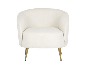 Sunpan CLEA Lounge Chair in Altro White Boucle - Sculptural Comfort with Gold Stainless Steel Legs 107571