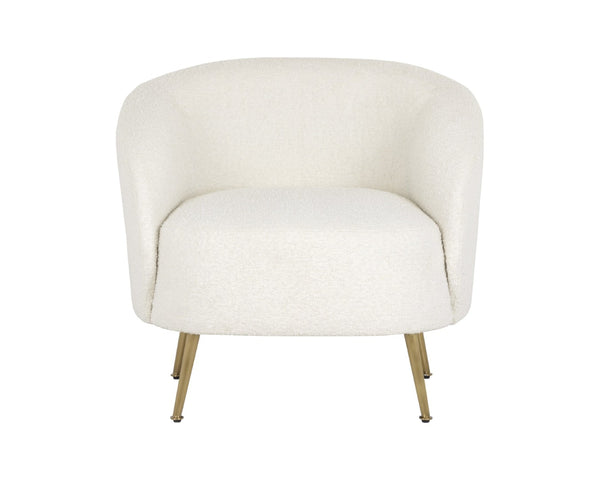Sunpan CLEA Lounge Chair in Altro White Boucle - Sculptural Comfort with Gold Stainless Steel Legs 107571