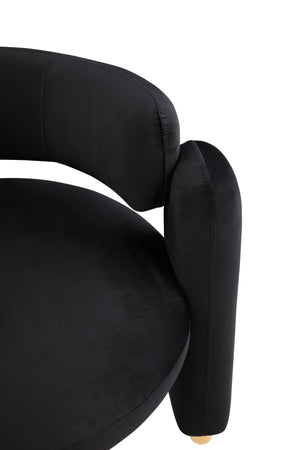 English Elm Accent Chair with Hollow Backrest for Ergonomic Support, Solid Wood Frame, Stylish Fabric Upholstery Black W1420P194054