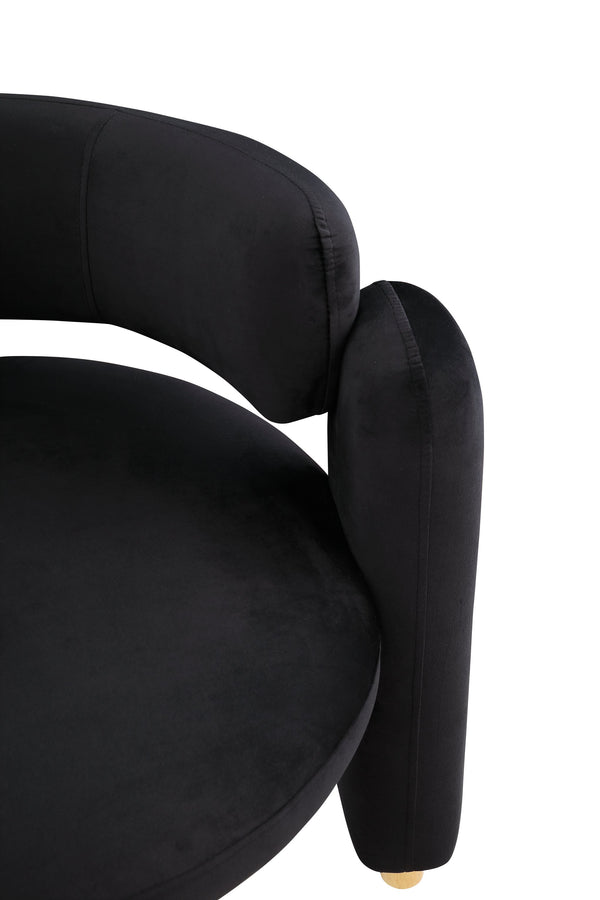 English Elm Accent Chair with Hollow Backrest for Ergonomic Support, Solid Wood Frame, Stylish Fabric Upholstery Black W1420P194054