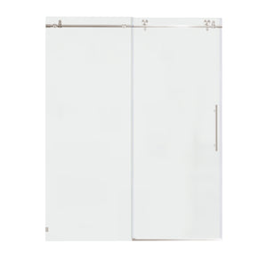 English Elm 56-60"W Frameless Sliding Shower Door with 5/16" Tempered Glass, Smooth Whisper-Quiet Rollers, Easy-Clean Coating Brushed Nickel W1865S00163
