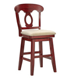 Homelegance By Top-Line Juliette Napoleon Back Counter Height Wood Swivel Chair Red Rubberwood