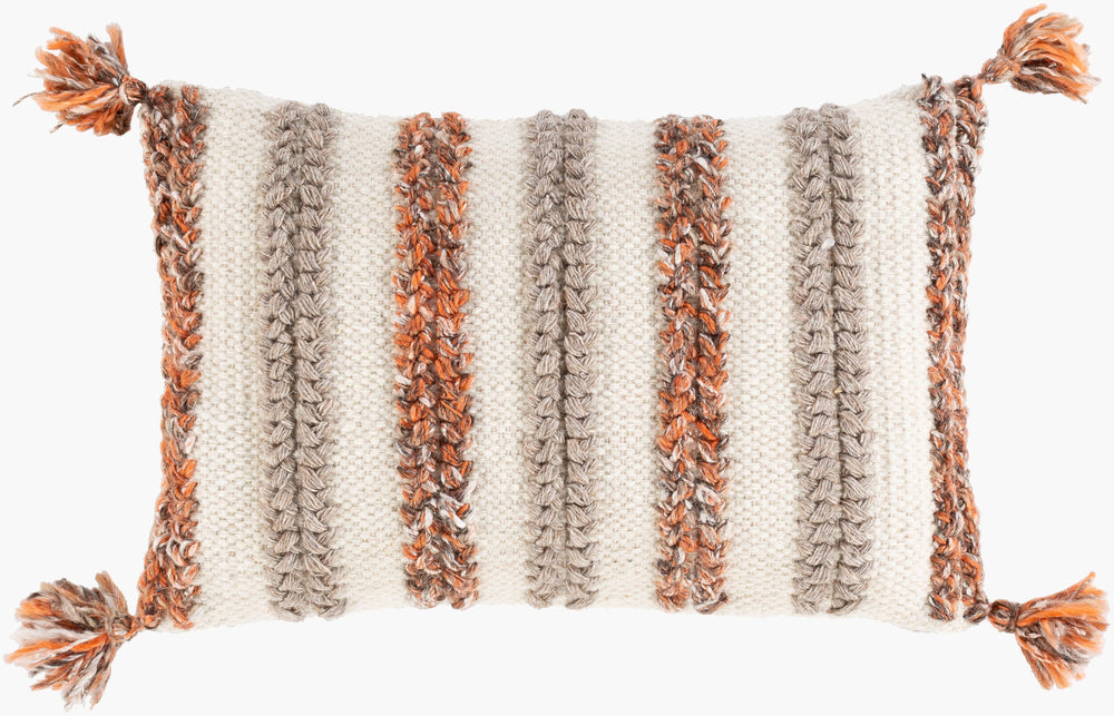 Surya Dacia 13"L X 20"W Hand-woven Lumbar Pillow - Global Style, Eco-friendly Cotton & Wool Blend Decor Cream Wool,Polyester,Cotton Dca002-1320d