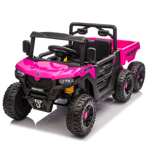 English Elm 24v 400w Six Wheel Kids Electric Dump Truck 4wd Remote Control Ride on Toy Pink W1578P353181