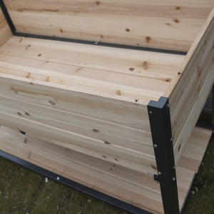 English Elm New Iron and Wood Raised Garden Bed with Drainage Ergonomic Height Outdoor Planter W1431P176217