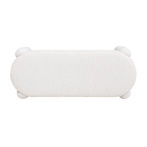 English Elm Jennifer Taylor Home - Hugo 49" Oval Upholstered Bench in Milk Cream Bouclé — Cozy sherpa-like texture, rounded legs, playful seating (98) B2719P238467