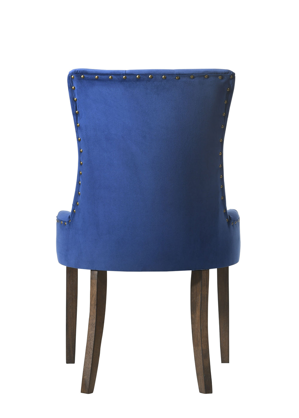 English Elm Farren Blue Velvet Side Chair Set of 2 with Tufted Back, Nailhead Trim, Plush Upholstery, Oak Finish B2726P264603