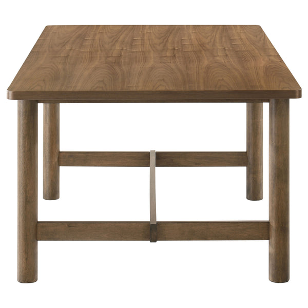 English Elm Graham Walnut Veneer Rectangular Table with Trestle Base Seats Six for Family Dining B062P441070