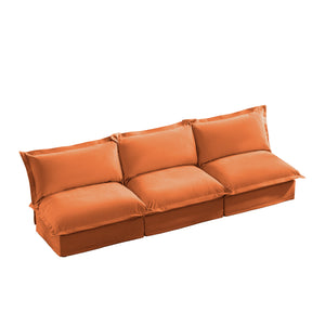 English Elm Modern Chenille Modular Sofa Deep Seat High Back Armless Sectional for Living Room Orange W3041S00133