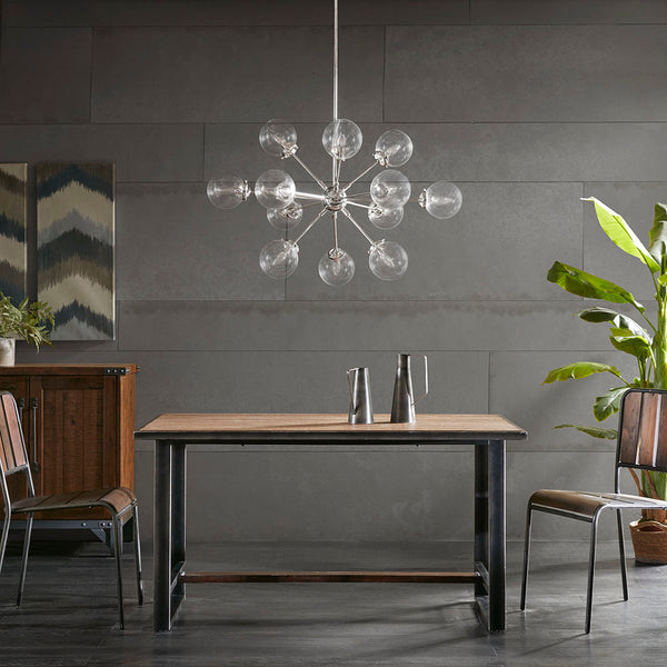 JLA Home INK+IVY - 12-Light Sculptural Chandelier with Oversized Clear Globes, Adjustable Drop for Dining & Foyer Ambiance Silver II150-0077