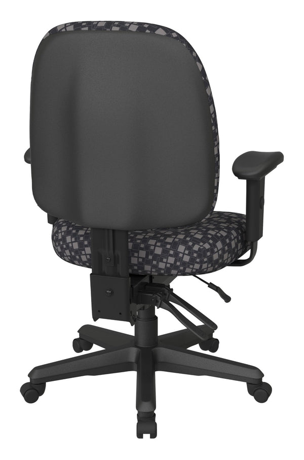 OSP Home Furnishings Ergonomics Chair Adjustable Lumbar Support Seat for Productive Home Office Comfort Steely 43808-K108