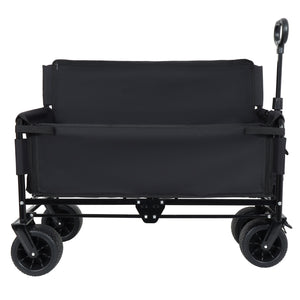 English Elm 3-in-1 Convertible Folding Utility Wagon with Bench Seat Carbon Steel Heavy Duty Black W2932P315006