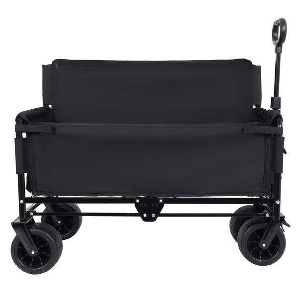 English Elm 3-in-1 Convertible Folding Utility Wagon with Bench Seat Carbon Steel Heavy Duty Black W2932P315006