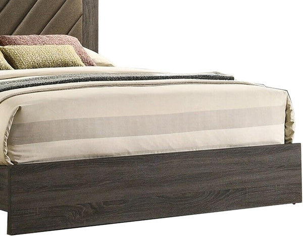 English Elm Contemporary Queen Size Bed With Stylish Upholstered Headboard - Durable Rubberwood Frame In Gray B011P236803