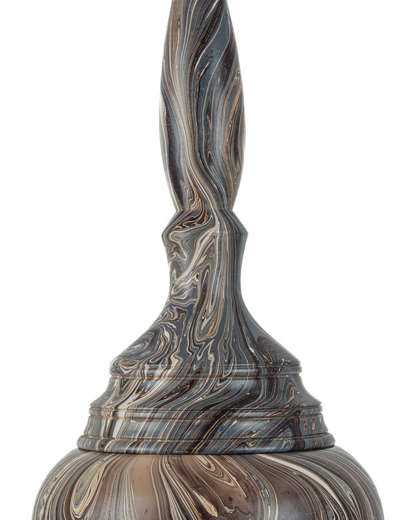 Currey & Company Marbleized Tall Turret Box - Hand-carved Wooden Storage Container With Vintage Charm And Elegance Brown Wood 1200-1050-currey-company