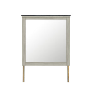 English Elm Augusta Sleek Wood Frame Brown Mirror with Dark Top — Large MDF Glass Dresser Mirror, Beige Tone B201P390574