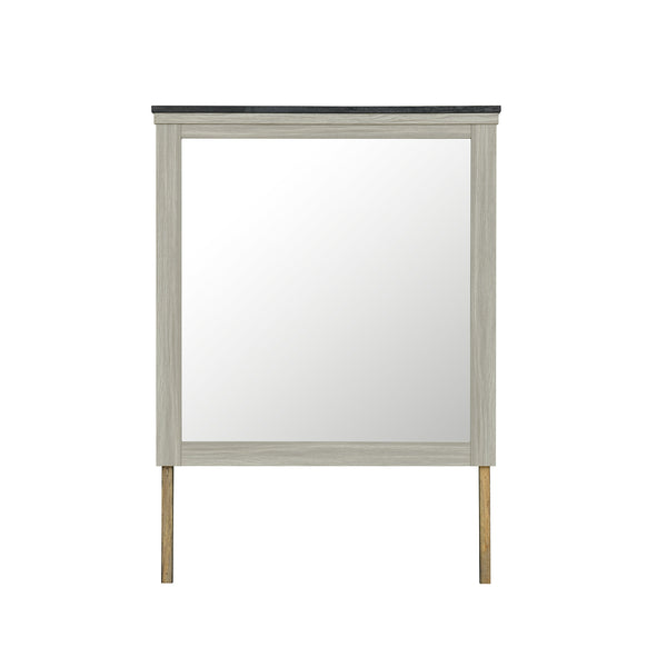English Elm Augusta Sleek Wood Frame Brown Mirror with Dark Top — Large MDF Glass Dresser Mirror, Beige Tone B201P390574