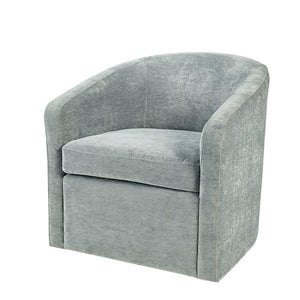 JLA Home Martha Stewart - Swivel Perry Street Velvet Tub Chair in Soft Grey — Low-Back Modern 360° Rotation, Luxe Foam Comfort MT103-0049