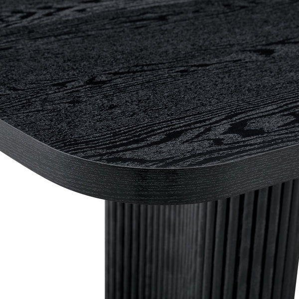 English Elm 78.7 Inch Black Mdf Dining Table Roman Column Legs Seats 8 Formal Room W1151S04595